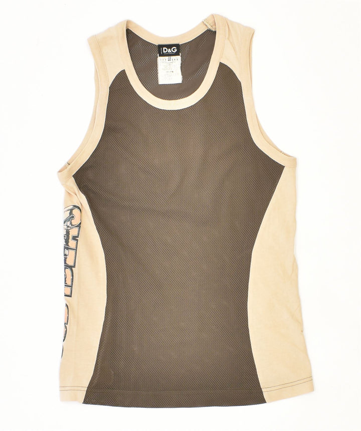 DOLCE & GABBANA Damen Slim Fit Weste Top IT 46 Large Khaki Polyester