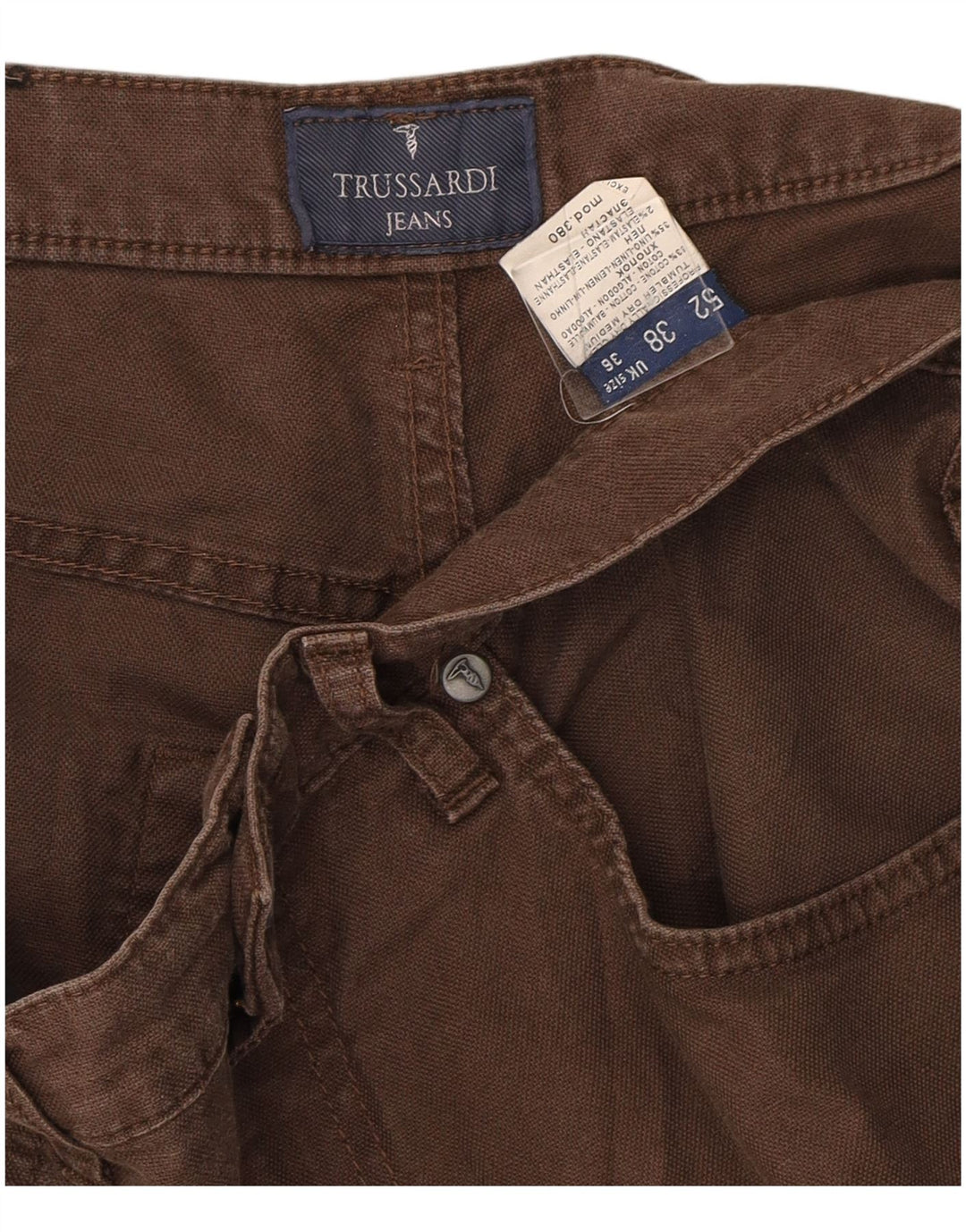 Calça masculina reta casual TRUSSARDI W36 L32 algodão marrom