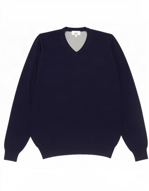 Marks & Spencer Mens Regular Fit V-Neck Jumper Sweater Medium Navy Blue