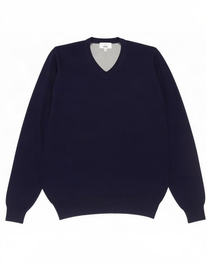 Marks & Spencer Mens Regular Fit V-Neck Jumper Sweater Medium Navy Blue