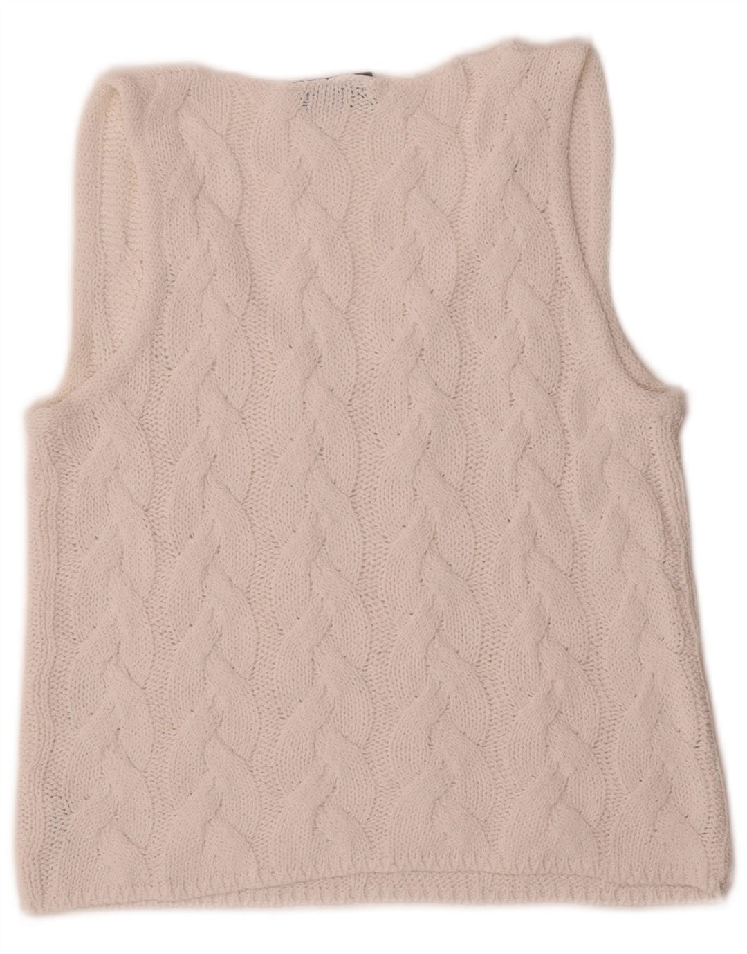 vintage Womens Crop Vest Débardeur IT 40 Petite Viscose Blanche