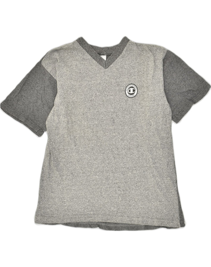 CHAMPION Mens Graphic T-Shirt Top Medium Grey Colourblock Cotton Vintage Champion and Second-Hand Champion from Messina Hembry 