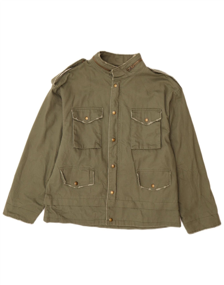 Zara Womens Military Utility Jacket UK 14 Medium Khaki Cotton Army