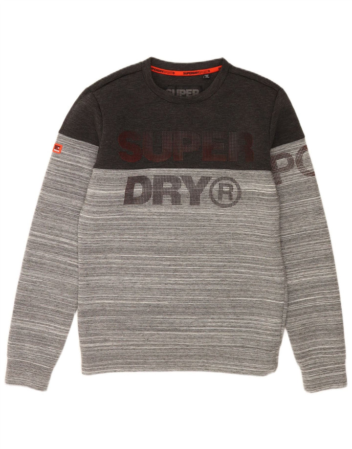 Superdry grafisk sweatshirt til mænd, lille grå stribet polyester