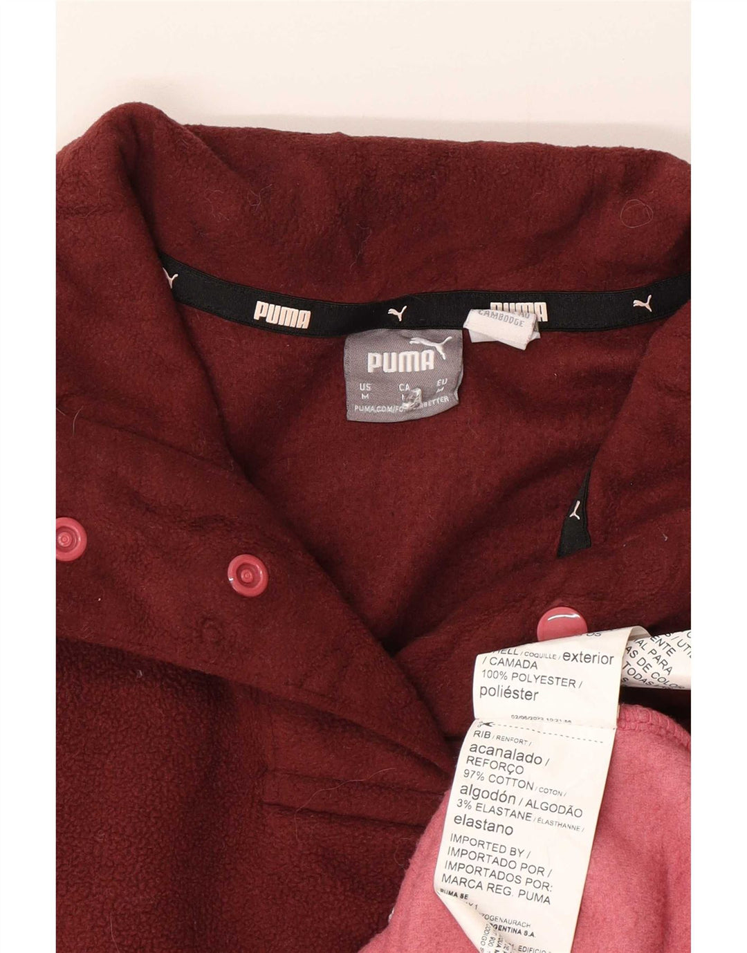 Puma Womens Oversized Graphic Fleece Jumper UK 14 Medium Burgundy