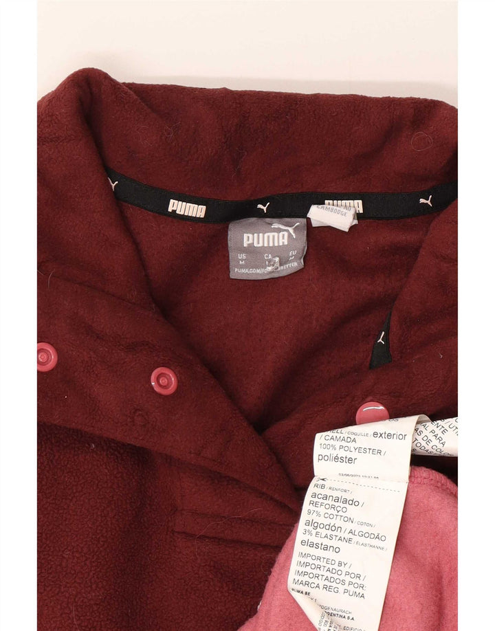 Puma Womens Oversized Graphic Fleece Jumper UK 14 Medium Burgundy
