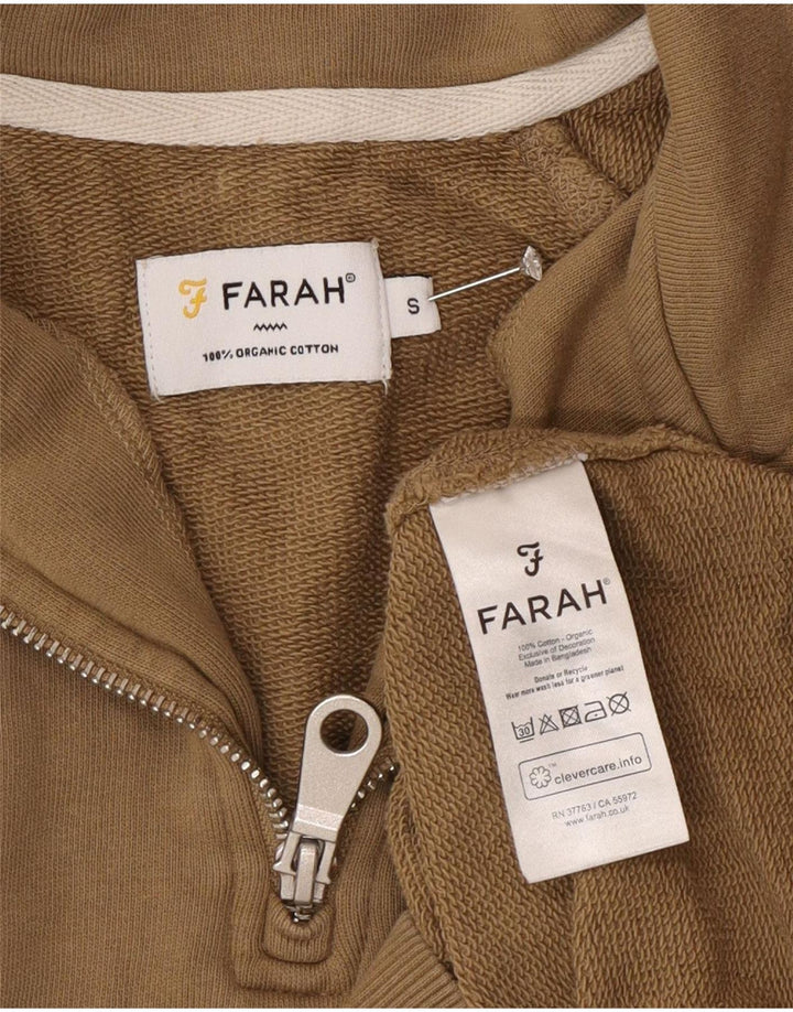 Farah Mens 1/4 Zip Sweatshirt Jumper Small Green Cotton