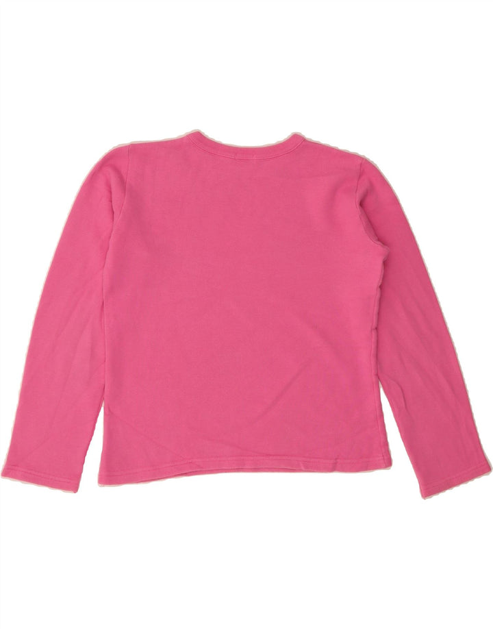BENETTON Girls Graphic Sweatshirt Jumper 9-10 Years Pink Cotton Vintage Benetton and Second-Hand Benetton from Messina Hembry 