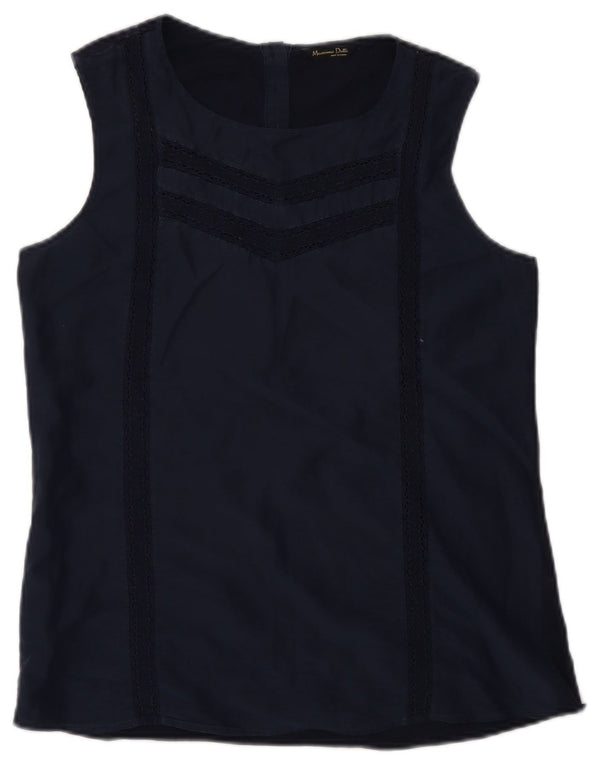 Massimo Dutti Dame Vest Top UK 12 Medium Navy Blue