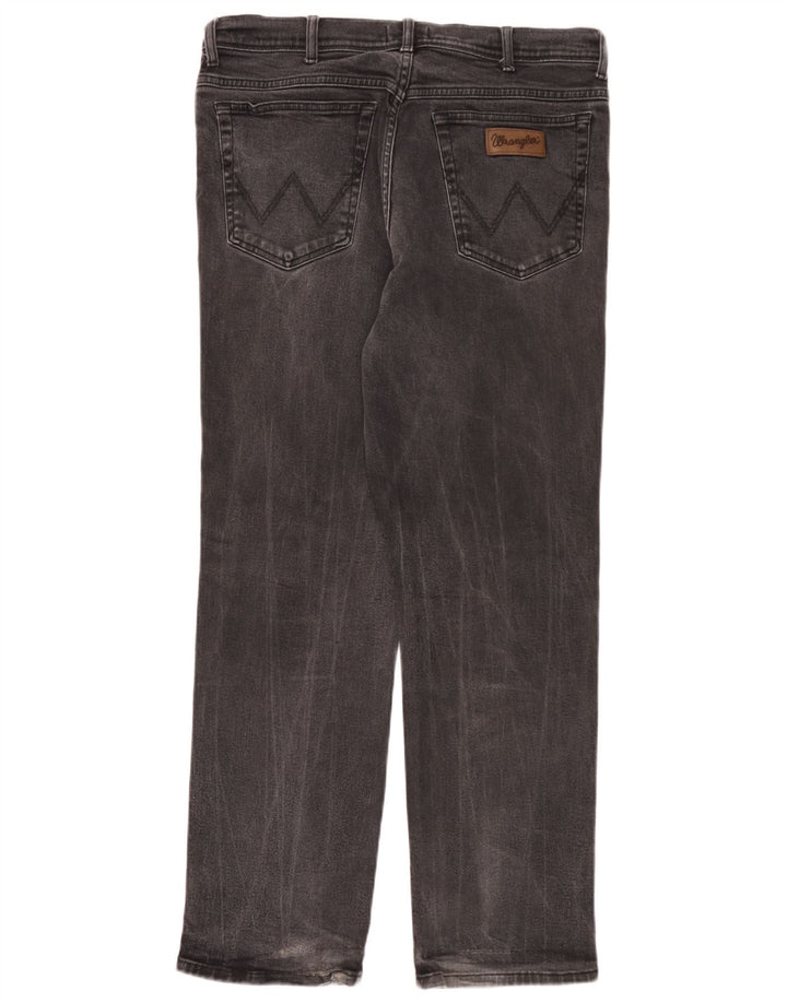 Wrangler Mens Texas Stretch Straight Jeans W38 L32 Grey Cotton