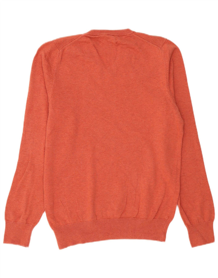 Marks & Spencer Mens V-Neck Jumper Sweater Small Orange Cotton