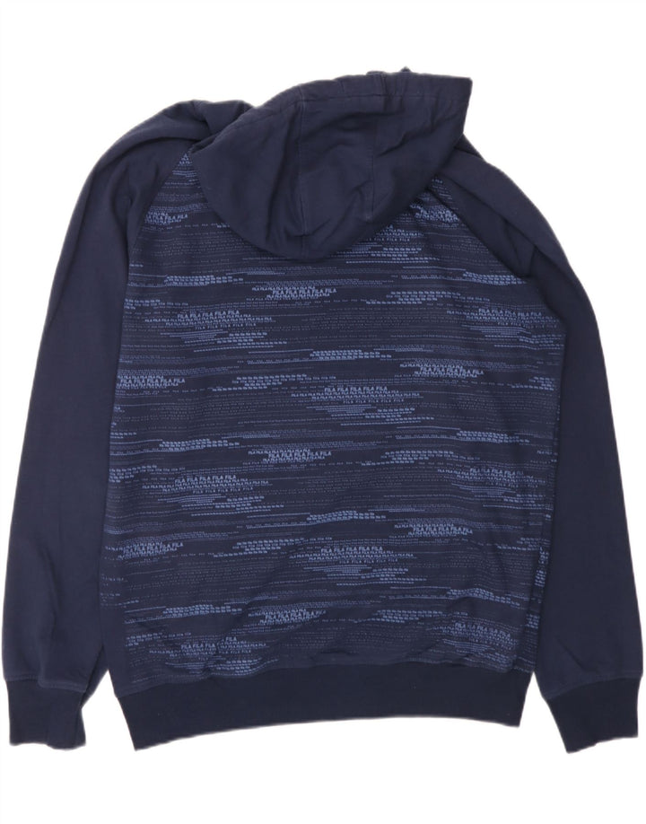 FILA Mens Hoodie Jumper Large Navy Blue Striped Cotton Vintage Fila and Second-Hand Fila from Messina Hembry 