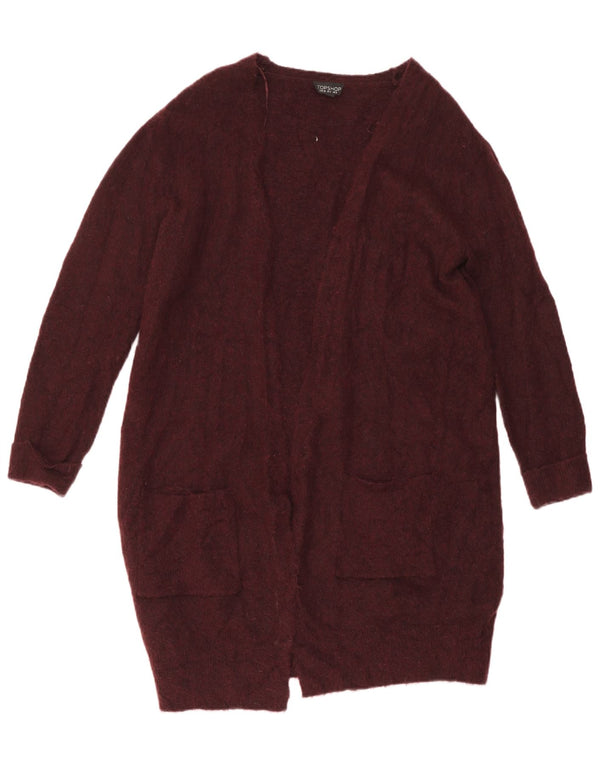 Topshop Womens Oversized Longline Open Cardigan Sweater UK 8 Small Burgundy