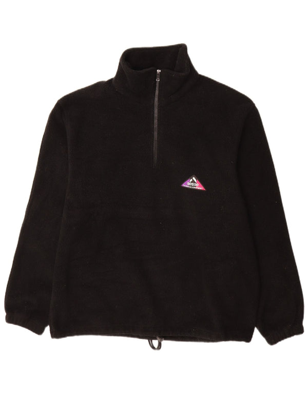 Aesse Mens Zip Neck Fleece Jumper Medium Black Polyester