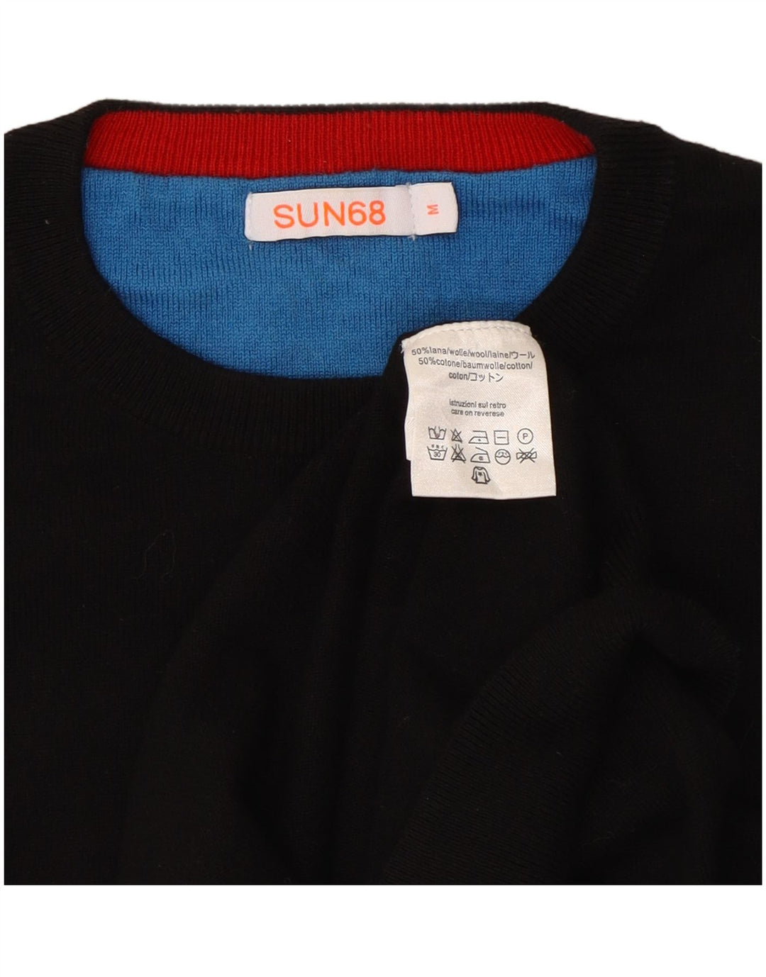 Sun68 Herre Crew Neck Jumper Sweater Medium Sort Uld