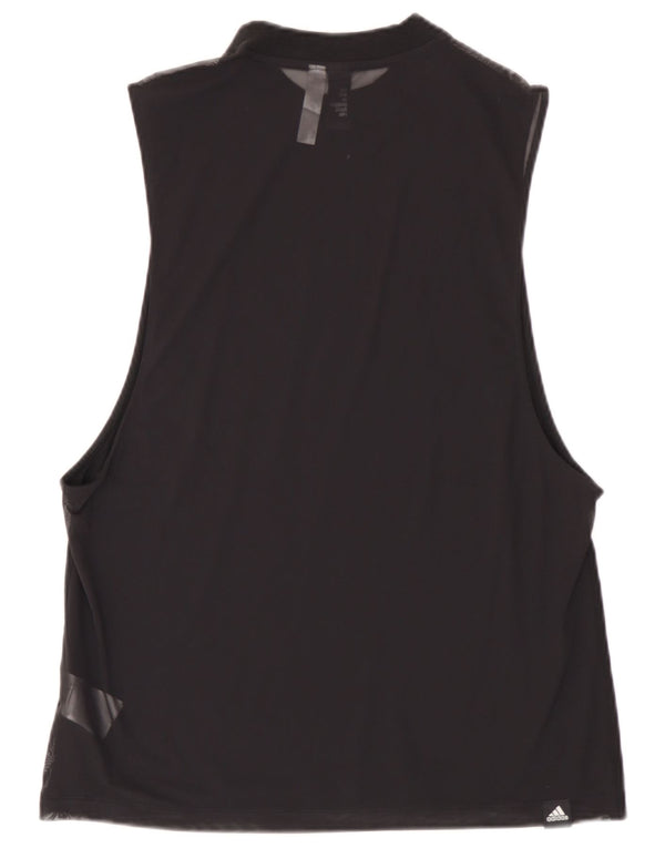 Adidas Womens Graphic Vest Top UK 12/14 Medium Black Cotton