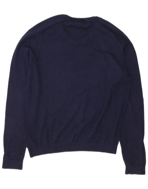 Gap Mens V-Neck Jumper Sweater Large Navy Blue Cotton