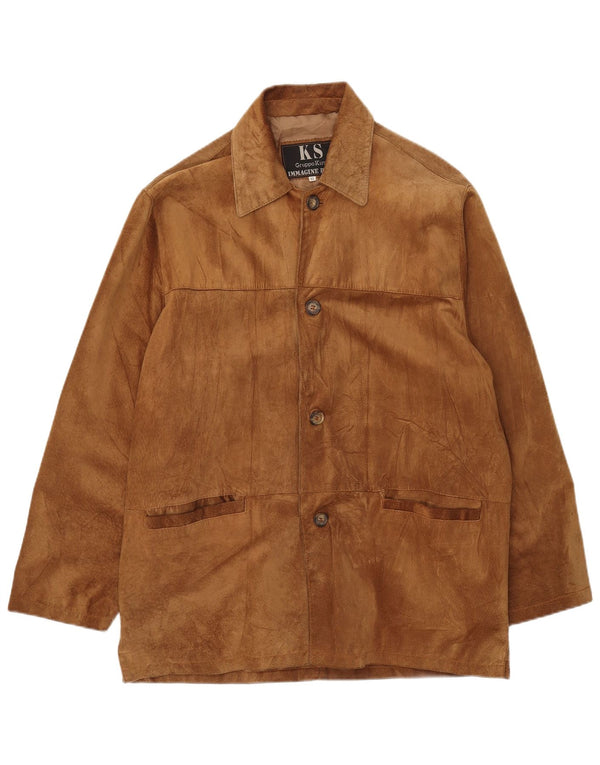 Giacca vintage in pelle scamosciata da uomo IT 52 XL in pelle marrone