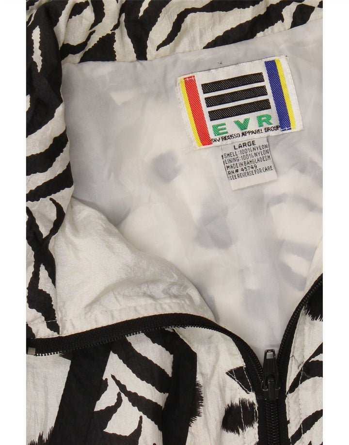 EVR Womens Oversized Tracksuit Top Jacket UK 16 Large White Animal Print