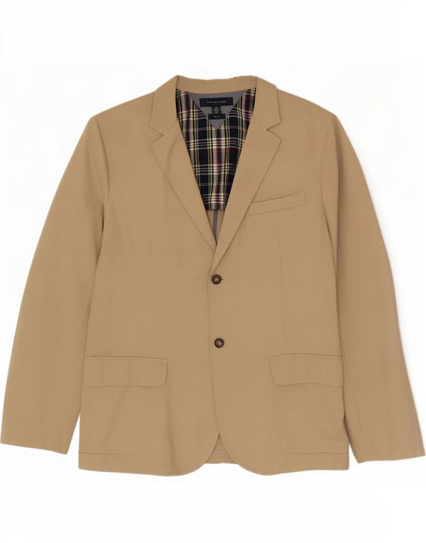 Tommy Hilfiger Mens trim fit 2 Button Blazer Jacket UK 40 Large Beige