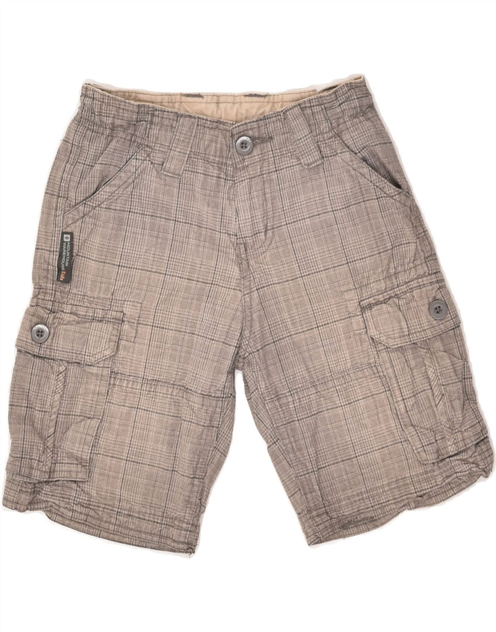 MOUNTAIN WAREHOUSE Boys Cargo Shorts 7-8 Years W22  Grey Check Cotton