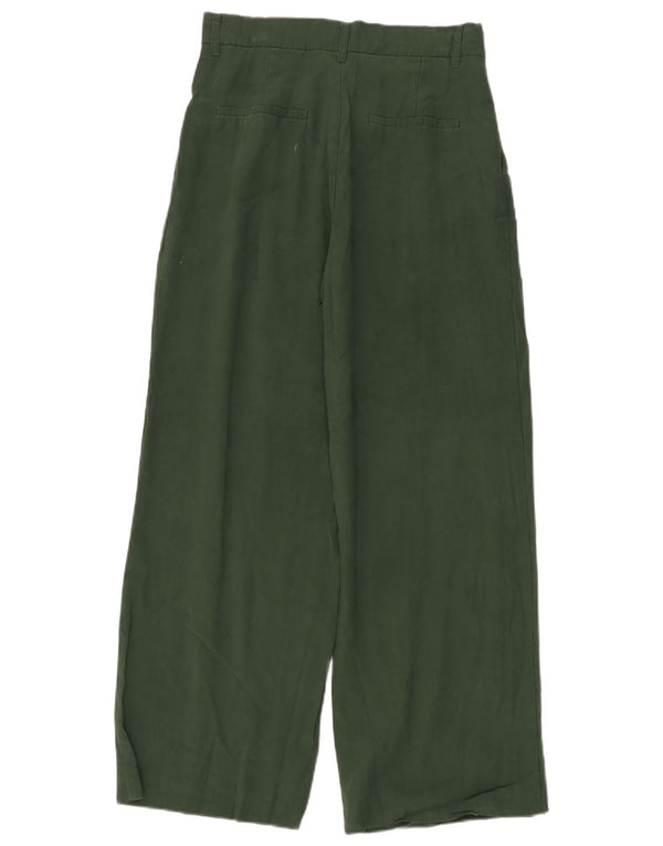 Zara Pantalon Chino Taille Haute Jambe Large Femme Small W26 L28 Vert