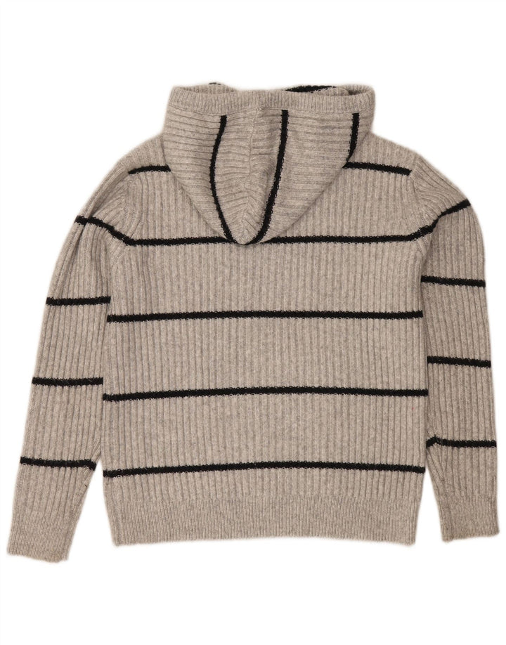 Marks & Spencer Womens Hooded Jumper Sweater UK 14 Medium Grey Striped