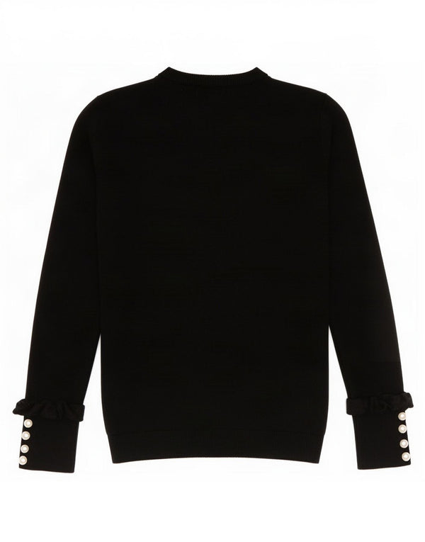 Zara Womens Crew Neck Jumper Sweater UK 10 Small Black Viscose
