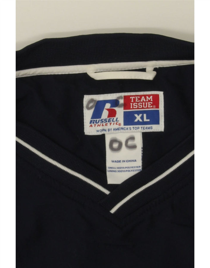 RUSSELL ATHLETIC Mens Pullover Tracksuit Top XL Navy Blue Colourblock Vintage Russell Athletic and Second-Hand Russell Athletic from Messina Hembry 