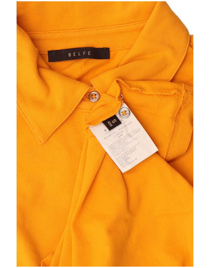 Belfe Womens Polo Shirt UK 10 Small Yellow Cotton