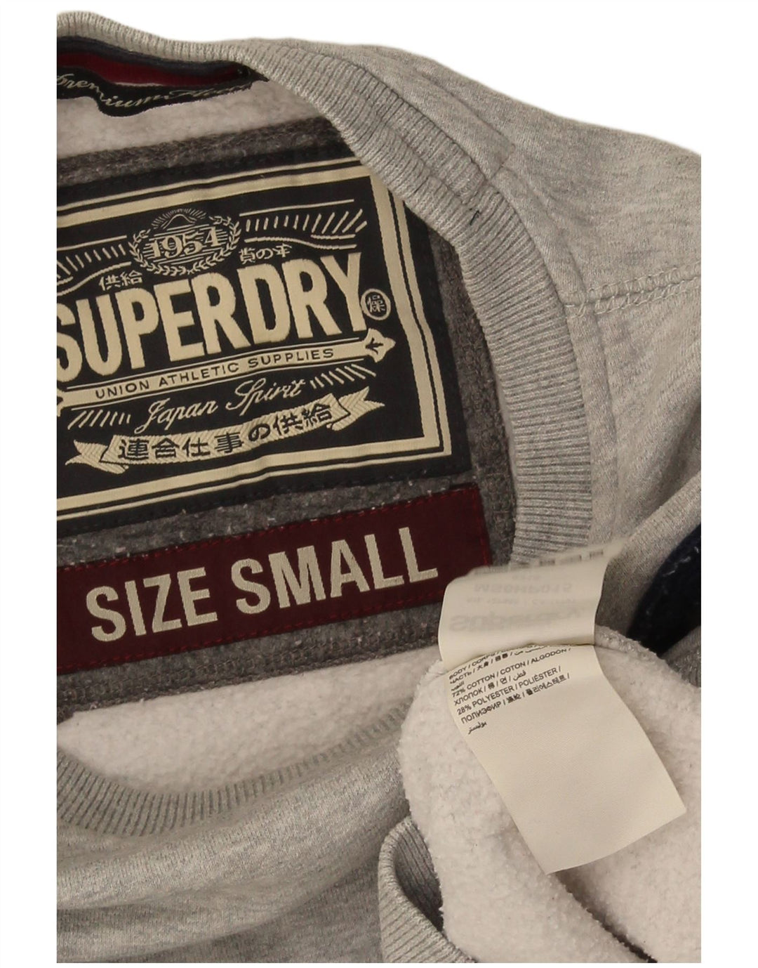 Superdry Mens Graphic Sweatshirt Jumper Small Grey Flecked Cotton