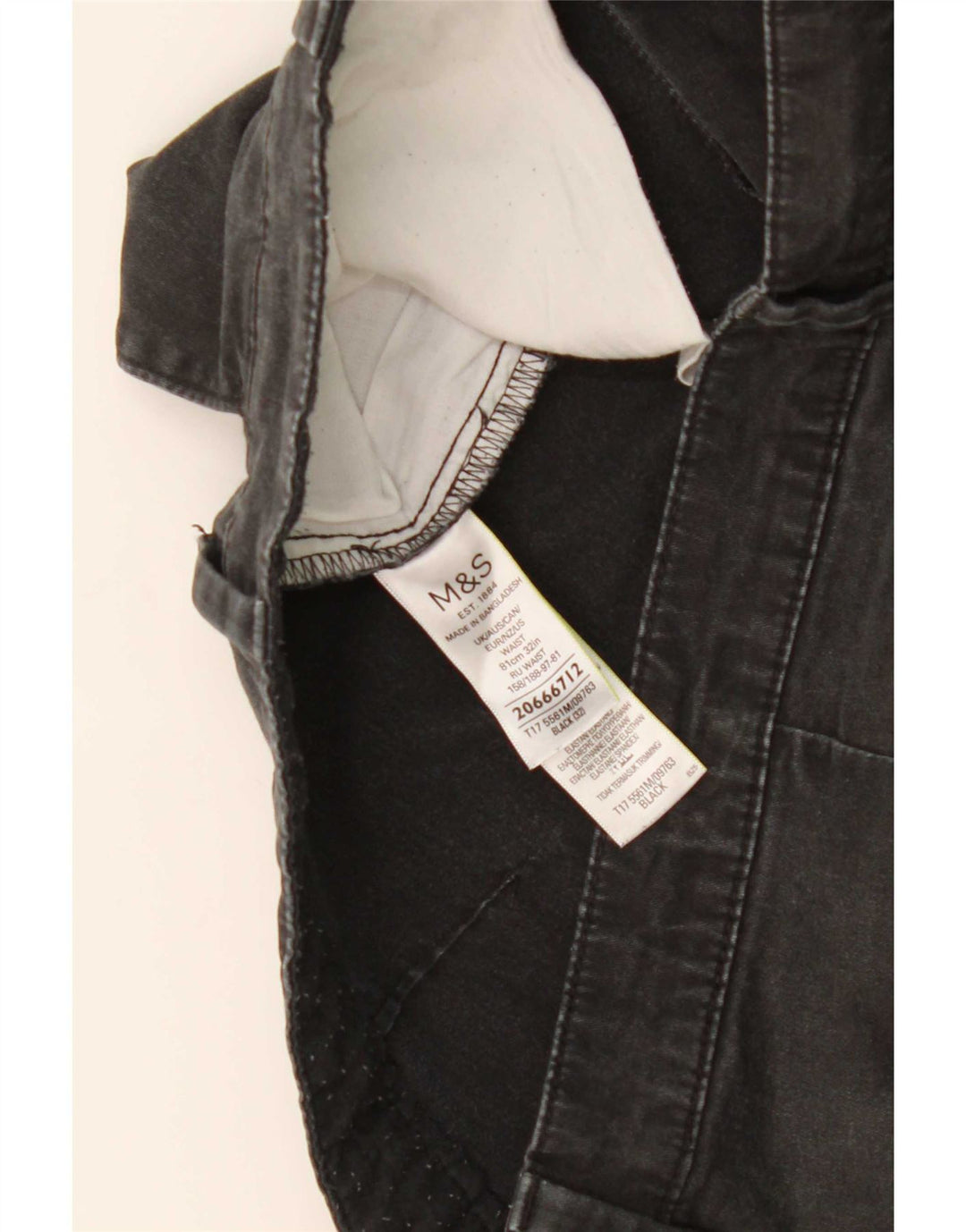 Marks & Spencer Herre Chino Shorts W32 Medium Sort Bomuld