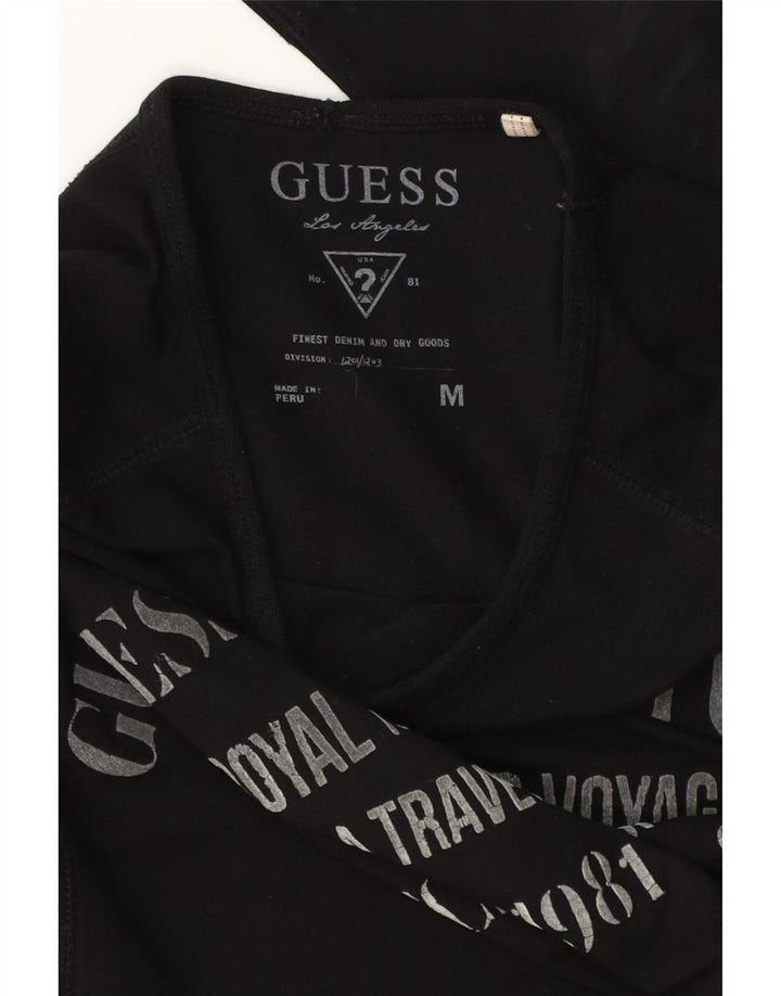 Guess Mens Graphic T-Shirt Long Sleeve Medium Black