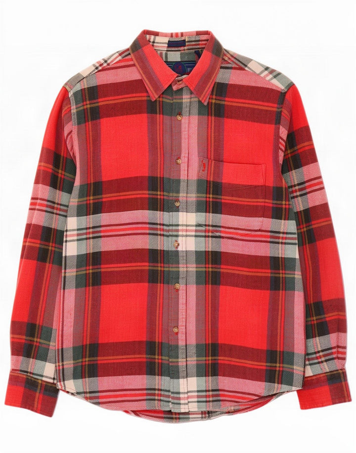 Vintage Mens Flannel Shirt Medium Red Check Cotton