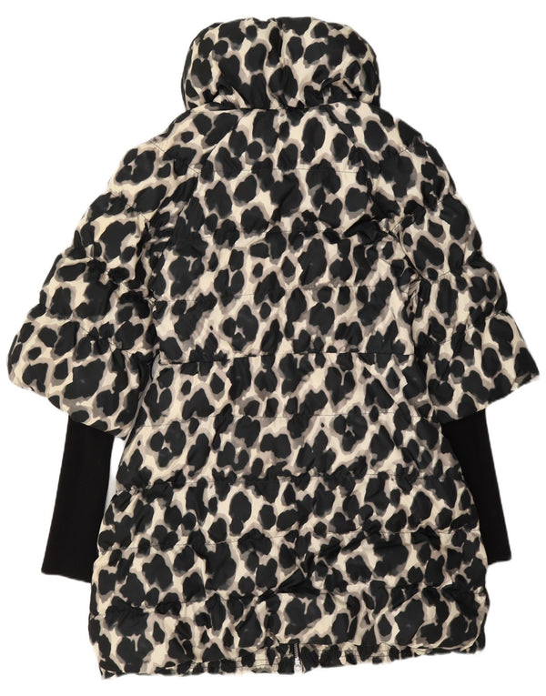 Karen Millen Womens Padded Coat UK 12 Medium Black Animal Print Polyester