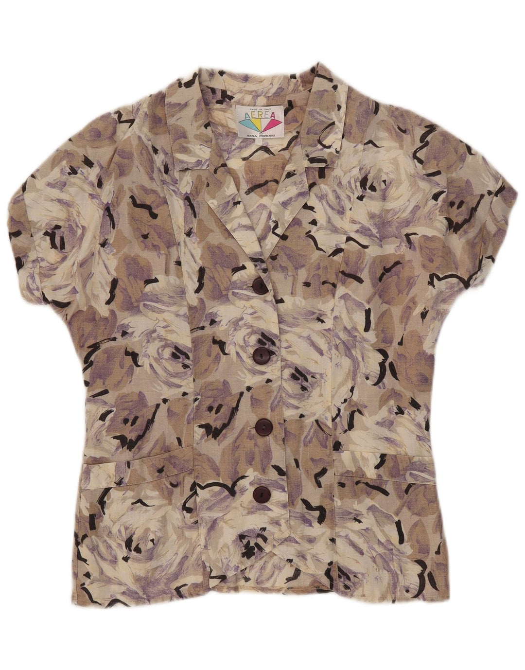 Vintage Womens Short Sleeve Shirt Blouse IT 42 Medium Multicoloured Floral