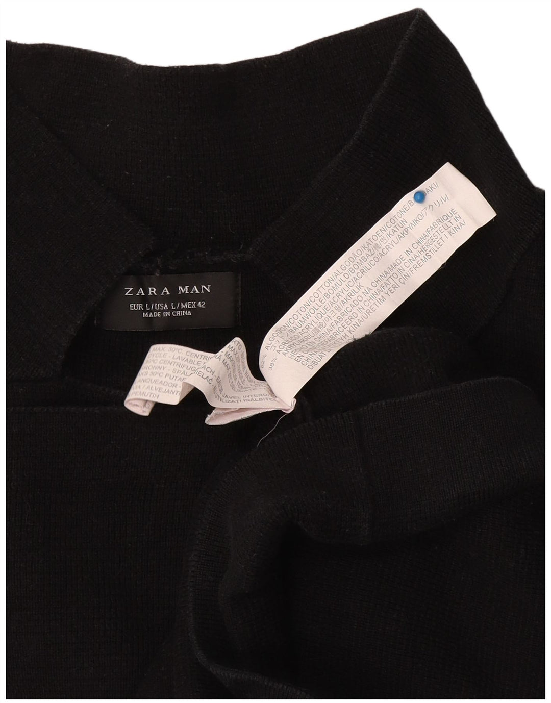 Zara Herren-Strickjacke, groß, aus schwarzer Baumwolle