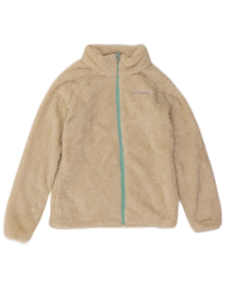Columbia Girls Fleece Jacket 14-15 Years Large Off White Polyester