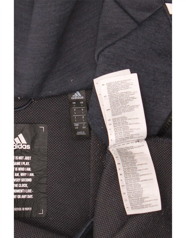 Giacca da ginnastica da uomo con cappuccio grafico Adidas grande in poliestere blu navy