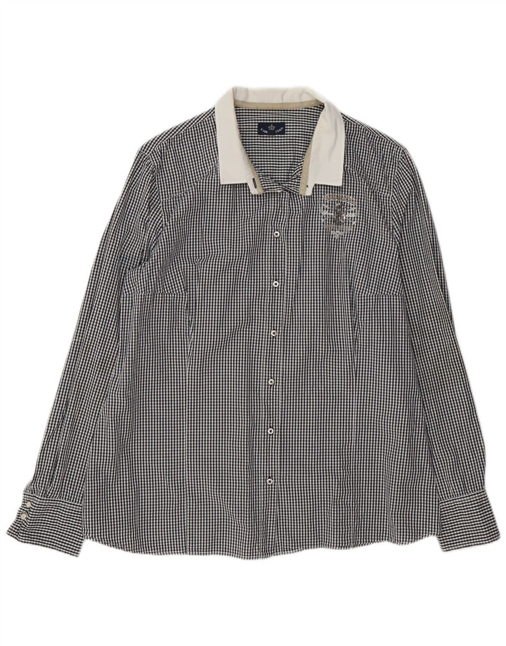 Vintage Womens Shirt EU 42 XL Black Gingham Cotton