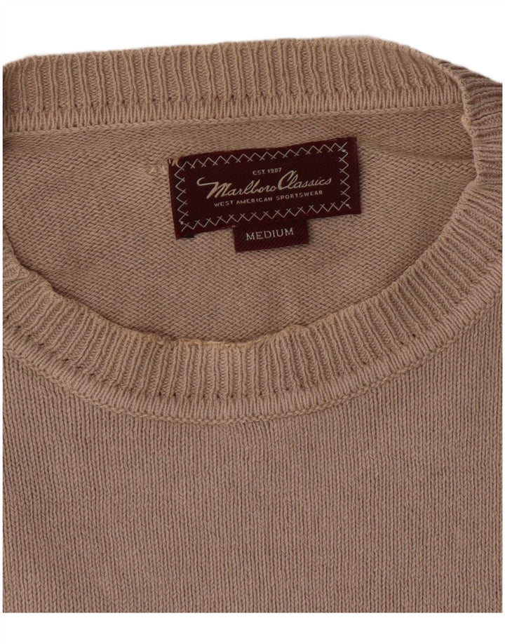 MARLBORO CLASSICS Mens Crew Neck Jumper Sweater Medium Beige