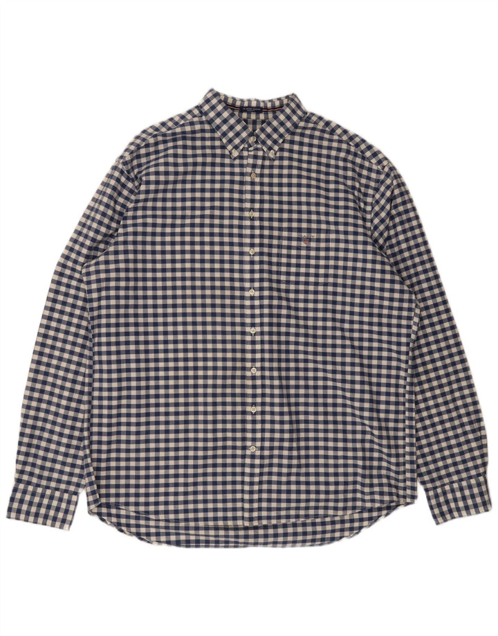 Мужская рубашка стандартного кроя Gant 3XL, синяя, хлопок в мелкую клетку