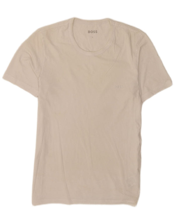 Hugo Boss Mens T-Shirt Top Pequeno Algodão Branco