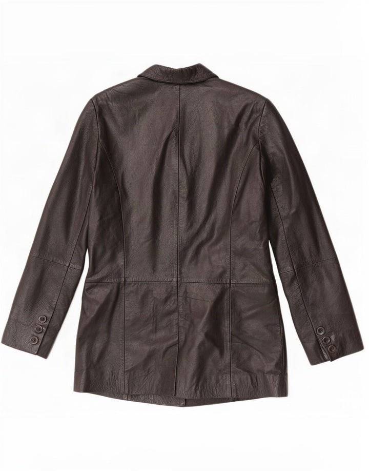 Jachetă vintage din piele cu 3 nasturi pentru femei UK 10 Small Black