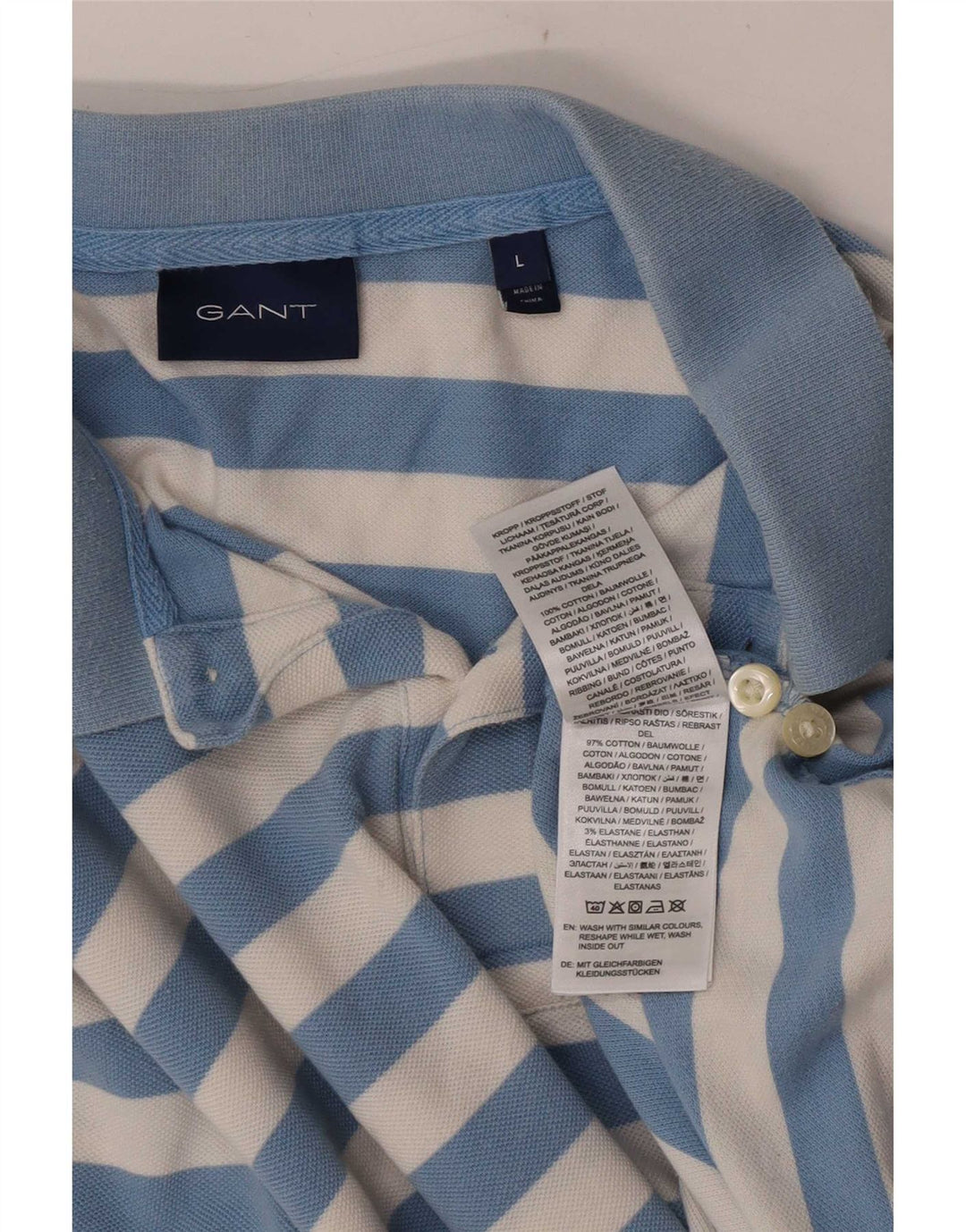 Gant herre poloshirt stor blå stribet bomuld
