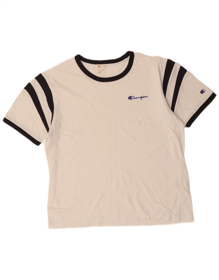 CHAMPION Mens T-Shirt Top Medium White Colourblock Cotton