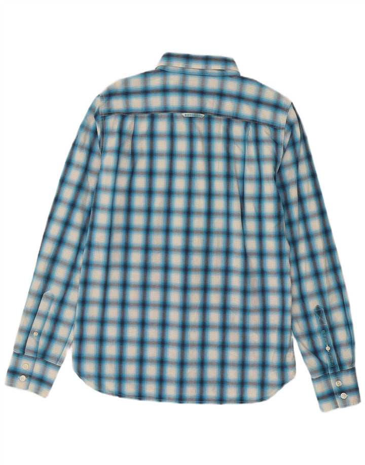Camisa masculina Superdry grande algodão xadrez azul