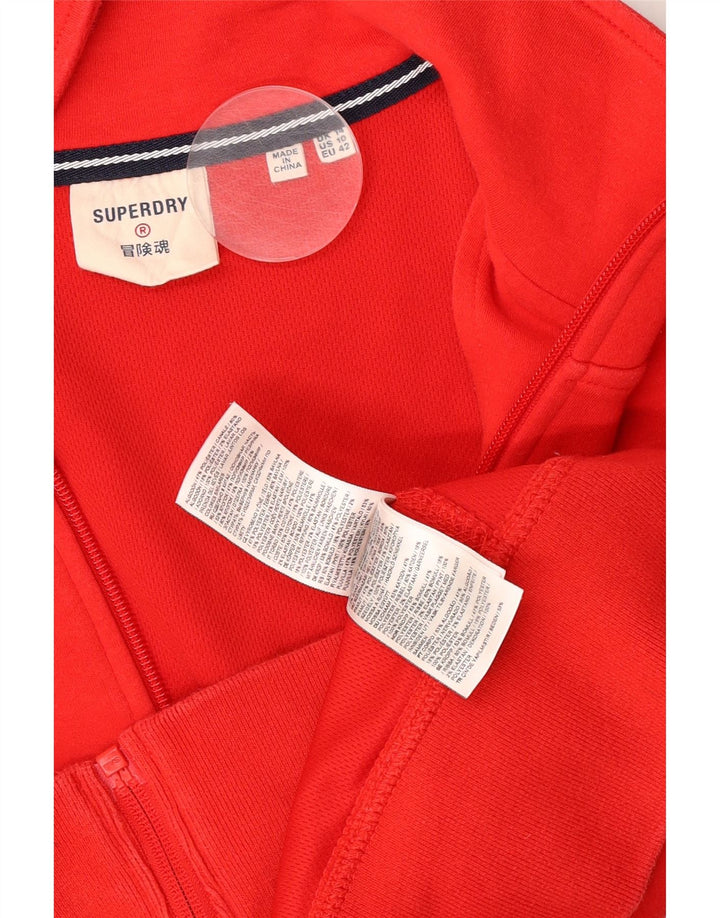 Superdry Womens Crop Tracksuit Top Jacket UK 14 Large Red Colourblock