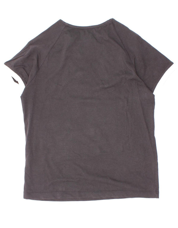 Adidas Boys T-Shirt Top 9-10 Years Black Colourblock Cotton