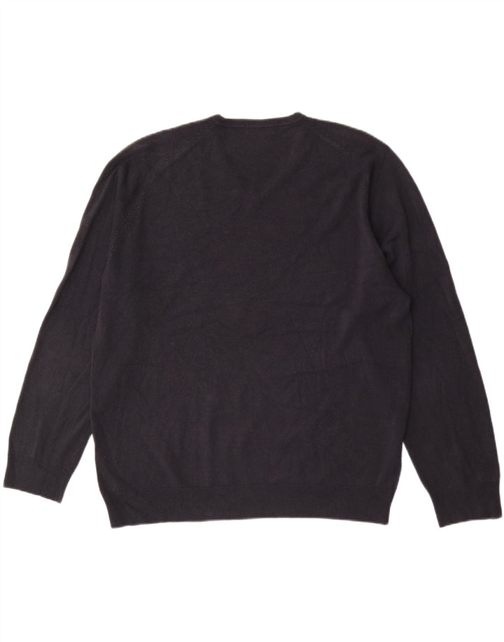 Marks & Spencer Mens V-Neck Jumper Sweater XL Navy Blue Acrylic
